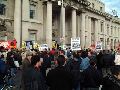 The rally at the department of the environment (Customs House)