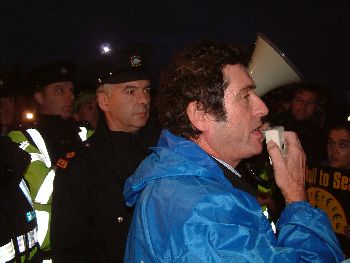 Jerry Cowley using Garda loudhailer to try and stop protests on October 20th last year