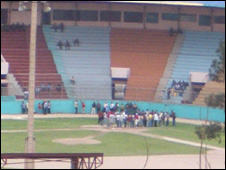 this is a national football stadium the people in it broke curfew. They might not have coughed blood but some would have shat themselves. So would you.