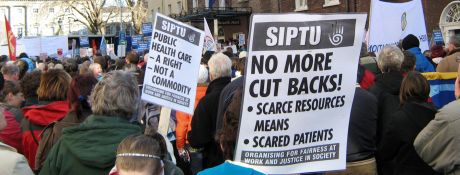 The Crowd and the message outside Leinster House