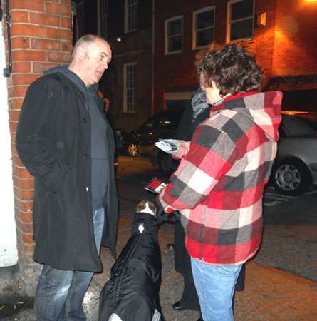Two of the protesters talk to Dara