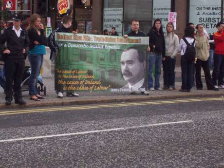 SF activists hold SF Trade Union Banner