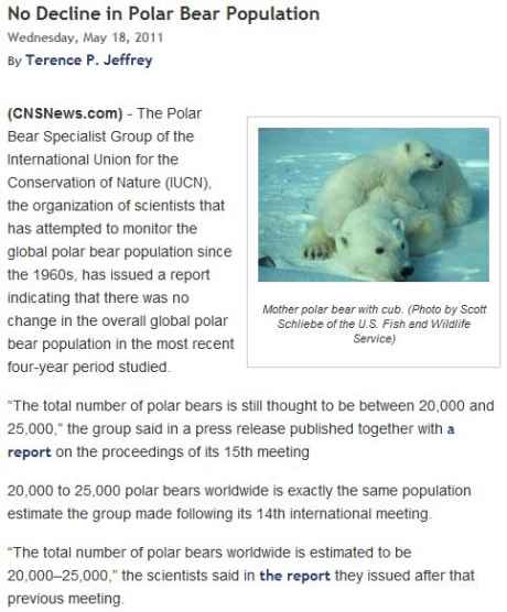 No decline In Polar Bear Population Since 1960's