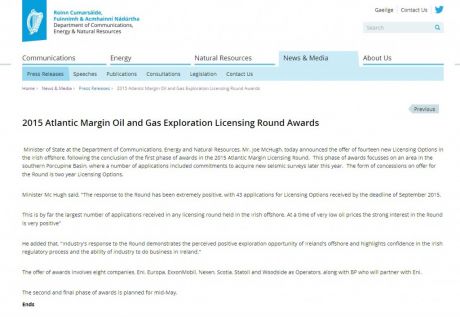 http://www.dcenr.gov.ie/news-and-media/en-ie/Pages/PressRelease/2015-Atlantic-Margin-Oil-and-Gas-Exploration-Licensing-Round-Awards.aspx#