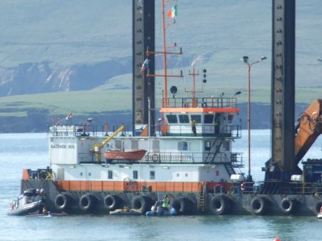 Boarding the dredger