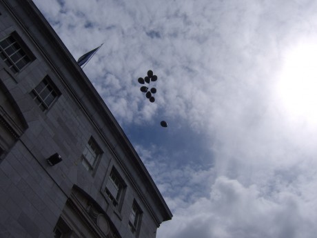 Balloons float over Brown Thomas