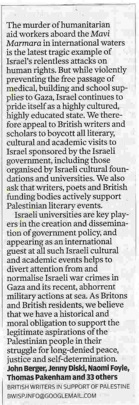 Letter in 'The Independent on Sunday'