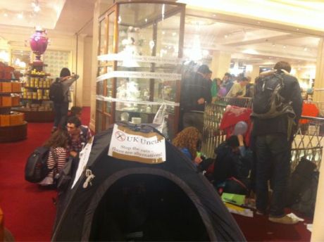 Tents occupy fortnums &masons