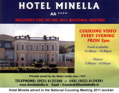 Hotel Minella Advert promoting hare coursing