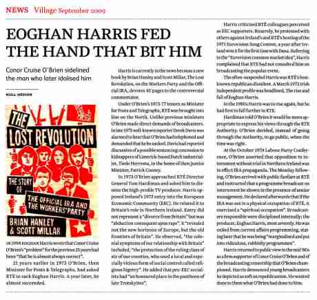 Eoghan Harris and RTE were the target of attack in 1974 - today he is attacking RTE - Village September 2009