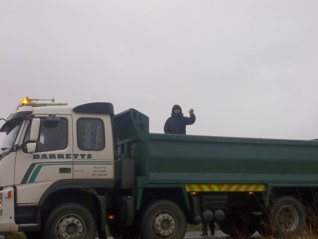 On top of the Barrett's lorry
