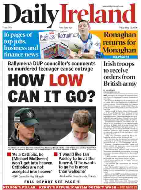 Click on image to see full-sized version Daily Ireland exposes DUP's sectarian underbelly - Paisleyite politics for the 21st Century