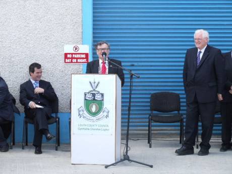 Jim Lennon, chairperson of Louth county council, addresses the multitude.