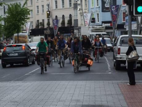 The Merthyr to Mayo Cycle on Patrick St., Cork.