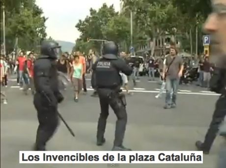  Los Invencibles de la plaza Catalua (the invincibles of Catalunya) shot and battered, but not standing down