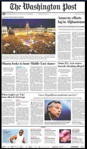 #SpanishRevolution is Washington Post front page news