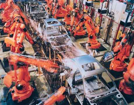 Factory robots (ABB robot IRB 6400)