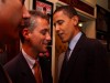 Obama cosying up to Emanuel at the Illinois Delegation party at a restaurant in Boston