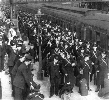 Hitler's British Legion Volunteer Police Force waiting to board their train