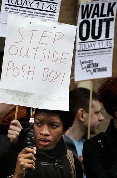 Step outside posh boy - UK students still angry
