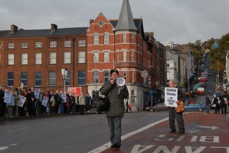 Cllr. Mick Barry encourages the protesters
